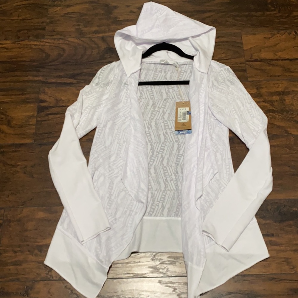 prAna graceful NWT hooded wrap white XS
